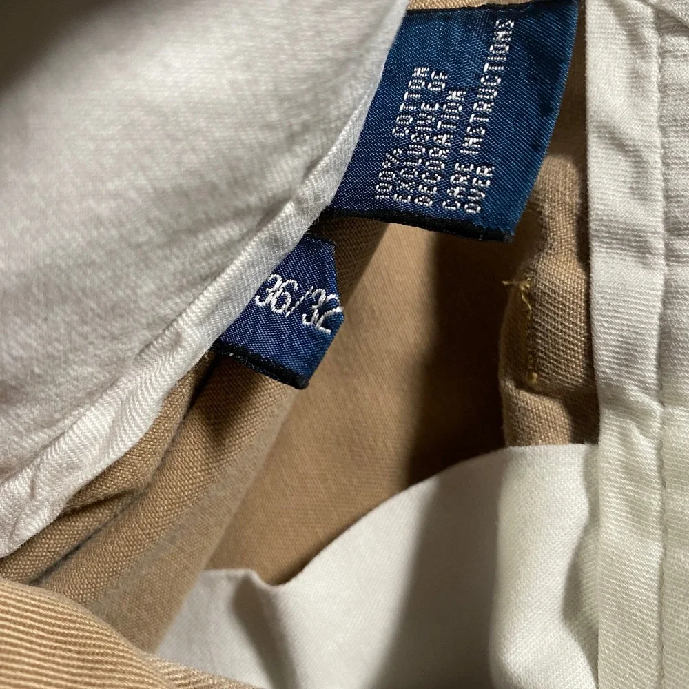 Vintage Polo by Ralph Lauren Ethan Pant Pleated Khaki Tan Cotton Pants Men 36x32